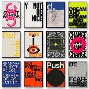 Modern Quotes Posters Retro Inspirational Words Canvas Print Calligraphy Wall Art Canvas Painting for Living Room Home Decor