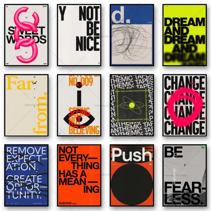 Modern Quotes Posters Retro Inspirational Words Canvas Print Calligraphy Wall Art Canvas Painting for Living Room Home Decor