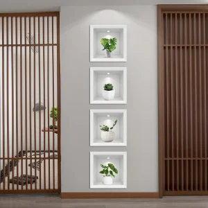 11 Styles cabinet decoration simulation plant potted plant oil resistant and waterproof PVC frameless wall sticker