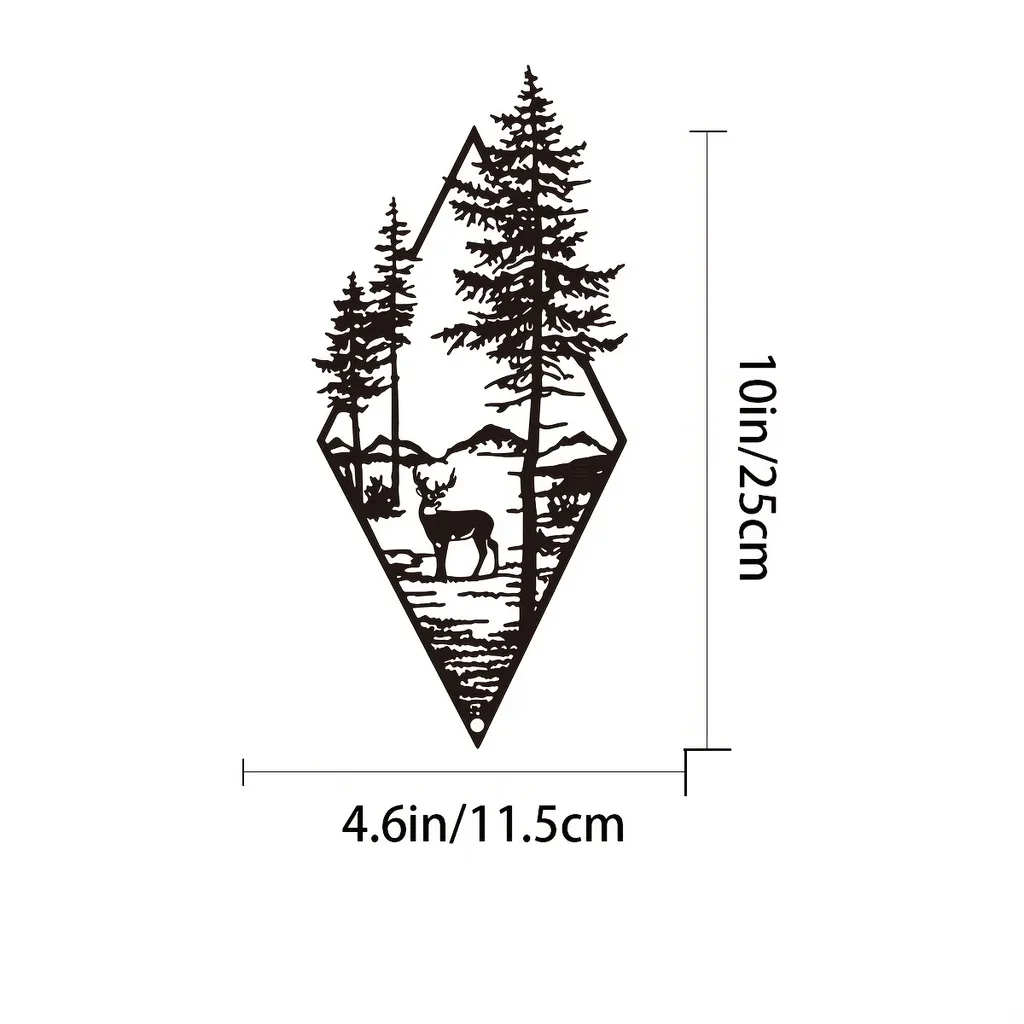 HelloYoung Landscape Wall Art, Deer & Scene Metal Wall Art Ornaments Home Decor, Metal Wall Art, Home Decor Art Wall Ornaments - Image 2