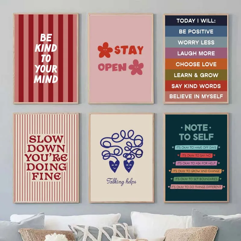 Be Kind to your mind Mental Health Psychology Wall Art Canvas Posters Quotes Prints Wall Picture for Therapy Office Decor - Image 4